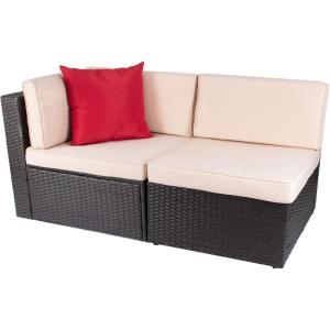 imageDevoko 2 Pieces Patio Furniture Sofa Sets Outdoor AllWeather Sectional Corner Sofa and Armless Sofa RedBeige