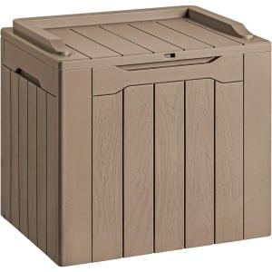 imageDevoko 30 Gallon Resin Deck Box Outdoor Indoor Waterproof Storage Box for Patio Furniture Pool Accessories Storage for Cushion Garden Tools 30 Gallon BrownLight Brown