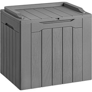 imageDevoko 30 Gallon Resin Deck Box Outdoor Indoor Waterproof Storage Box for Patio Furniture Pool Accessories Storage for Cushion Garden Tools 30 Gallon BrownGrey