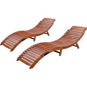 imageDevoko Patio Chaise Pool Lounge Outdoor Folding Wooden Lounge Chair for Outside Waterproof Lounge Chair 2 Piece2