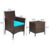 imageDevoko Patio Porch Furniture Sets 3 Pieces PE Rattan Wicker Chairs with Table Outdoor Garden Furniture Sets BrownBlueBrownBlue