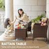 imageDevoko Patio Porch Furniture Sets 3 Pieces PE Rattan Wicker Chairs with Table Outdoor Garden Furniture Sets BrownBlueBrownBlue