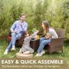 imageDevoko Patio Porch Furniture Sets 3 Pieces PE Rattan Wicker Chairs with Table Outdoor Garden Furniture Sets BrownBlueBrownRed