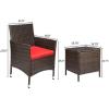 imageDevoko Patio Porch Furniture Sets 3 Pieces PE Rattan Wicker Chairs with Table Outdoor Garden Furniture Sets BrownBlueBrownRed