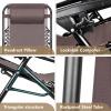 imageDevoko Set of 2 Zero Gravity Lounge Chairs Outdoor Folding Adjustable Steel Mesh Recliner Chairs with Cup Holder ampamp Removable Pillow for Patio Garden Lawn Beach BeigeBrown