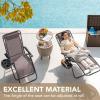 imageDevoko Set of 2 Zero Gravity Lounge Chairs Outdoor Folding Adjustable Steel Mesh Recliner Chairs with Cup Holder ampamp Removable Pillow for Patio Garden Lawn Beach BeigeBrown