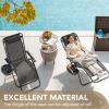 imageDevoko Set of 2 Zero Gravity Lounge Chairs Outdoor Folding Adjustable Steel Mesh Recliner Chairs with Cup Holder ampamp Removable Pillow for Patio Garden Lawn Beach BeigeBlack