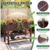 imageDevoko Elevated Resin Raised Garden Bed with Divider Outdoor Planter Box Stand with Drainage Holes Ergonomic Height and Bottom Storage Shelf for Flowers Vegetables and Herbs BrownBrown
