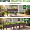 imageDevoko Elevated Resin Raised Garden Bed with Divider Outdoor Planter Box Stand with Drainage Holes Ergonomic Height and Bottom Storage Shelf for Flowers Vegetables and Herbs BrownBrown
