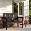 imageDevoko Outdoor Bench HDPE Garden Bench Weatherproof 2Person Heavy Duty Patio Bench for Outdoors Patio Porch Backyard BlackBlack