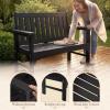 imageDevoko Outdoor Bench HDPE Garden Bench Weatherproof 2Person Heavy Duty Patio Bench for Outdoors Patio Porch Backyard BlackBlack
