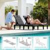 imageDevoko Outdoor Chaise Lounge Chair Set of 2 with 5Position Adjustable Back Waterproof amp Lightweight PP Lounge Chairs for Outside Pool Patio BlackBlack