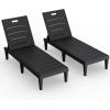 imageDevoko Outdoor Chaise Lounge Chair Set of 2 with 5Position Adjustable Back Waterproof amp Lightweight PP Lounge Chairs for Outside Pool Patio BlackBlack