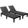 imageDevoko Outdoor Chaise Lounge Chair Set of 2 with 5Position Adjustable Back Waterproof amp Lightweight PP Lounge Chairs for Outside Pool Patio BlackBlack