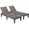 imageDevoko Outdoor Chaise Lounge Chair Set of 2 with 5Position Adjustable Back Waterproof amp Lightweight PP Lounge Chairs for Outside Pool Patio BlackDeep Brown