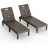 imageDevoko Outdoor Chaise Lounge Chair Set of 2 with 5Position Adjustable Back Waterproof amp Lightweight PP Lounge Chairs for Outside Pool Patio BlackDeep Brown