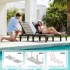 imageDevoko Outdoor Chaise Lounge Chair Set of 2 with 5Position Adjustable Back Waterproof amp Lightweight PP Lounge Chairs for Outside Pool Patio BlackDeep Brown