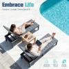 imageDevoko Outdoor Chaise Lounge Chair Set of 2 with 5Position Adjustable Back Waterproof amp Lightweight PP Lounge Chairs for Outside Pool Patio BlackLight Grey