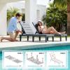 imageDevoko Outdoor Chaise Lounge Chair Set of 2 with 5Position Adjustable Back Waterproof amp Lightweight PP Lounge Chairs for Outside Pool Patio BlackLight Grey