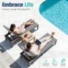 imageDevoko Outdoor Chaise Lounge Chair Set of 2 with 5Position Adjustable Back Waterproof amp Lightweight PP Lounge Chairs for Outside Pool Patio BlackLight Brown