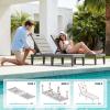 imageDevoko Outdoor Chaise Lounge Chair Set of 2 with 5Position Adjustable Back Waterproof amp Lightweight PP Lounge Chairs for Outside Pool Patio BlackLight Brown