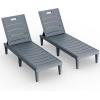 imageDevoko Outdoor Chaise Lounge Chair Set of 2 with 5Position Adjustable Back Waterproof amp Lightweight PP Lounge Chairs for Outside Pool Patio BlackLight Grey