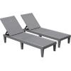 imageDevoko Outdoor Chaise Lounge Chair Set of 2 with 5Position Adjustable Back Waterproof amp Lightweight PP Lounge Chairs for Outside Pool Patio BlackLight Grey