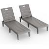 imageDevoko Outdoor Chaise Lounge Chair Set of 2 with 5Position Adjustable Back Waterproof amp Lightweight PP Lounge Chairs for Outside Pool Patio BlackLight Brown