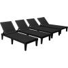 imageDevoko Outdoor Chaise Lounge Chair Set of 2 with 5Position Adjustable Back Waterproof amp Lightweight PP Lounge Chairs for Outside Pool Patio BlackBlack