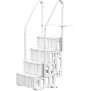 imageDevoko Above Ground Pool Ladder with NonSlip Steps Heavy Duty Swimming Pool Ladder with Double Handrailsamp4 Stairs for 48 to 54 inch Inground and Pools Above Ground WhiteWhite
