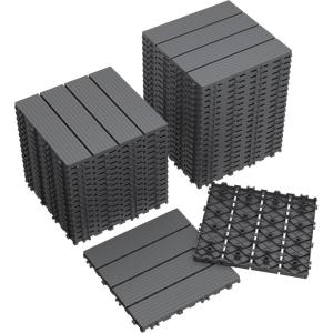 imageDevoko Plastic Interlocking Deck Tiles 36 Pack 12x12 Waterproof Patio Flooring Tiles Outdoor Deck Tiles for Porch Balcony Poolside Backyard 36 Dark GrayDark Gray