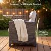 imageDevoko 4Piece Patio Furniture Set AllWeather PE Rattan Outdoor Conversation Set with Thick Cushions amp Glass Coffee Table Brown Wicker Patio Sofa Set for Backyard Porch Garden