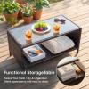 imageDevoko 4Piece Patio Furniture Set AllWeather PE Rattan Outdoor Conversation Set with Thick Cushions amp Glass Coffee Table Brown Wicker Patio Sofa Set for Backyard Porch Garden