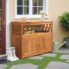 imageDevoko Outdoor Storage Cabinet Weatherproof Cabinet Acacia Wood with 2 Magnetic Doors and Shelve Outdoor Buffet TV Stand Potting Table BrownBrown