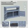 imageDevoko Outdoor Storage Cabinet Weatherproof Cabinet Acacia Wood with 2 Magnetic Doors and Shelve Outdoor Buffet TV Stand Potting Table BrownGrey