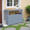 imageDevoko Outdoor Storage Cabinet Weatherproof Cabinet Acacia Wood with 2 Magnetic Doors and Shelve Outdoor Buffet TV Stand Potting Table BrownGrey
