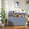 imageDevoko Outdoor Storage Cabinet Weatherproof Cabinet Acacia Wood with 2 Magnetic Doors and Shelve Outdoor Buffet TV Stand Potting Table BrownGrey