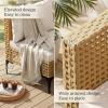 imageDevoko Patio Furniture Set7 Pieces Outdoor Wicker Sectional Couch with Thick Cushions ampGlass Tabletop PE Rattan Backyard Conversation Sofa with Coffee Table for Deck PorchBeige
