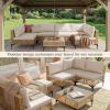 imageDevoko Patio Furniture Set7 Pieces Outdoor Wicker Sectional Couch with Thick Cushions ampGlass Tabletop PE Rattan Backyard Conversation Sofa with Coffee Table for Deck PorchBeige