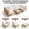 imageDevoko Patio Furniture Set7 Pieces Outdoor Wicker Sectional Couch with Thick Cushions ampGlass Tabletop PE Rattan Backyard Conversation Sofa with Coffee Table for Deck PorchBeige