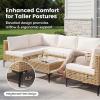 imageDevoko Patio Furniture Set7 Pieces Outdoor Wicker Sectional Couch with Thick Cushions ampGlass Tabletop PE Rattan Backyard Conversation Sofa with Coffee Table for Deck PorchBeige