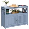 imageDevoko Outdoor Storage Cabinet Weatherproof Cabinet Acacia Wood with 2 Magnetic Doors and Shelve Outdoor Buffet TV Stand Potting Table BrownGrey