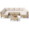 imageDevoko Patio Furniture Set7 Pieces Outdoor Wicker Sectional Couch with Thick Cushions ampGlass Tabletop PE Rattan Backyard Conversation Sofa with Coffee Table for Deck PorchBeige
