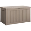 image:imageDevoko 100 Gallon Outdoor Storage Box Waterproof Resin Deck Box for Patio Furniture Lockable Container for Garden Cushions amp Pool Supplies Black 100 GallonLight Brown