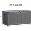 image:imageDevoko 100 Gallon Outdoor Storage Box Waterproof Resin Deck Box for Patio Furniture Lockable Container for Garden Cushions amp Pool Supplies Black 100 GallonGrey