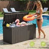 image:imageDevoko 100 Gallon Outdoor Storage Box Waterproof Resin Deck Box for Patio Furniture Lockable Container for Garden Cushions amp Pool Supplies Black 100 GallonBrown