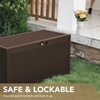 image:imageDevoko 100 Gallon Outdoor Storage Box Waterproof Resin Deck Box for Patio Furniture Lockable Container for Garden Cushions amp Pool Supplies Black 100 GallonBrown