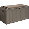 image:imageDevoko 100 Gallon Outdoor Storage Box Waterproof Resin Deck Box for Patio Furniture Lockable Container for Garden Cushions amp Pool Supplies Black 100 GallonLight Brown