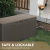 image:imageDevoko 100 Gallon Outdoor Storage Box Waterproof Resin Deck Box for Patio Furniture Lockable Container for Garden Cushions amp Pool Supplies Black 100 GallonLight Brown