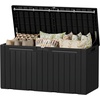 image:imageDevoko 100 Gallon Outdoor Storage Box Waterproof Resin Deck Box for Patio Furniture Lockable Container for Garden Cushions amp Pool Supplies Black 100 GallonBlack